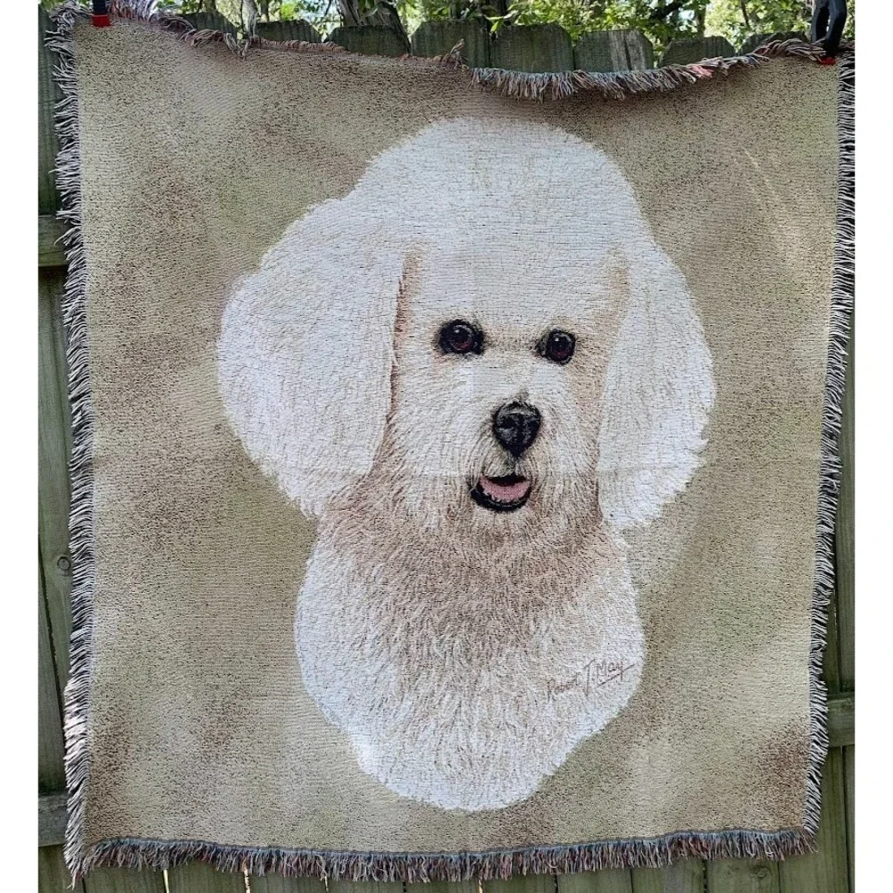 Bichon Frise by Robert May Dog Woven Tapestry Throw Blanket Pure Country Weavers